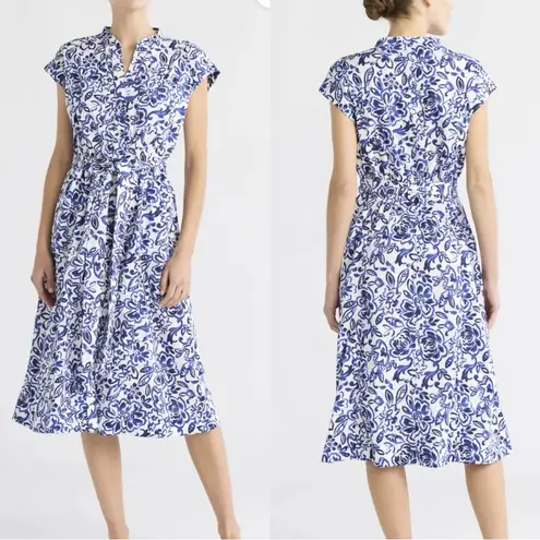 Free Assembly 100% Cotton Belted Button Front Utility Shirtdress ~ Size M 💚🍄 Blue Size M