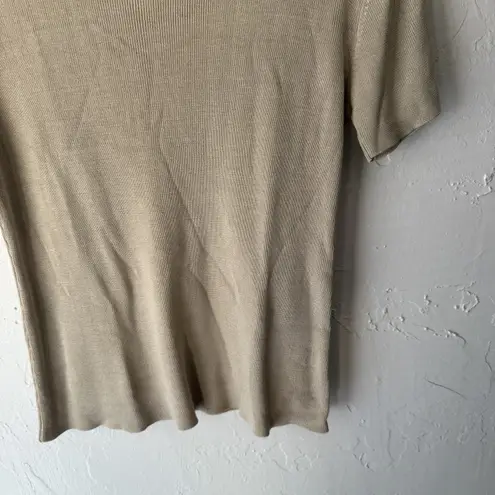 Casual Corner Sweater Vintage Y2k Large Short Sleeve Silk Knit Cottage Top