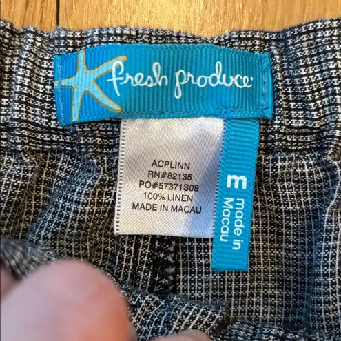 Fresh Produce Capri Pants 100% Linen Grey Size Medium