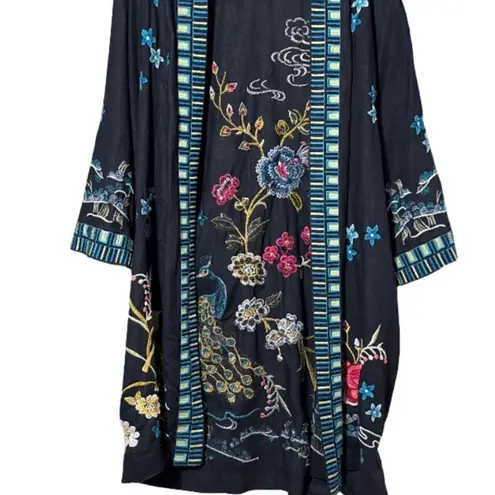 Johnny Was extremely heavily embroidered CELINA LINEN KIMONO COAT NWT RARE