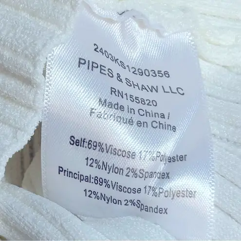 Veronica Beard Off-White Vaari Rib-Knit Tee Size L