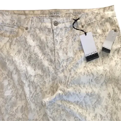 Sofia Vergara Rosa Curvy High Waist Python Ankle Jean Sz. 20 White Print Stretch