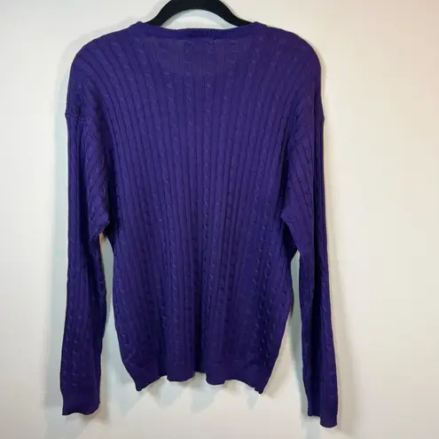 Mark Fore & Strike 100% Spun Silk Crew Neck Sweater Purple Textured Fitted Sz XL