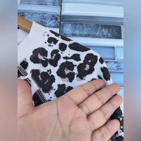 Mother The Square Leopard Print Crewneck Sweatshirt small Tan - Image 3