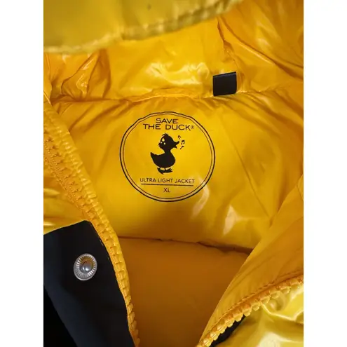 Save The Duck Luma Hooded Puffer Yellow/Black Unisex Jacket XL D3790U