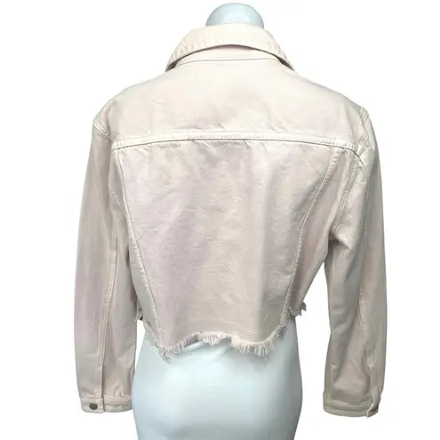 NEW J. Brand Cyra Light Pink Long Sleeve Button Down Cropped Denim Jean Jacket M Size M