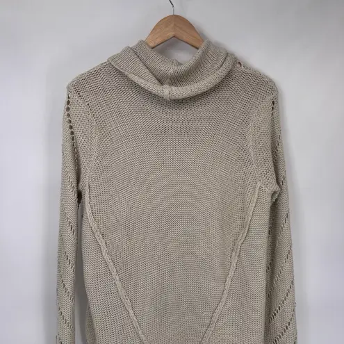 RD Style Stitchfix Grannycore Cowl Neck Sweater Womens M Tan Loose Knit NEW