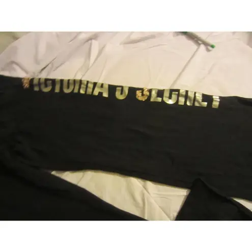 Victoria's Secret  Black and Gold Sequin Women's Sweatpants XSmall