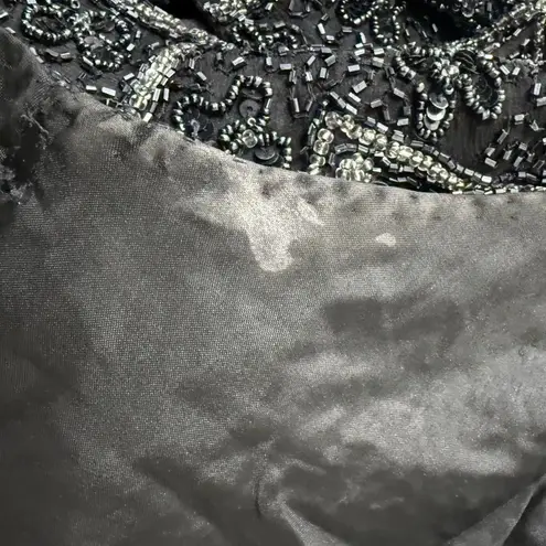 Adrianna Papell Boutique Evening Black Silk Beaded Halter Top Vintage M Size M