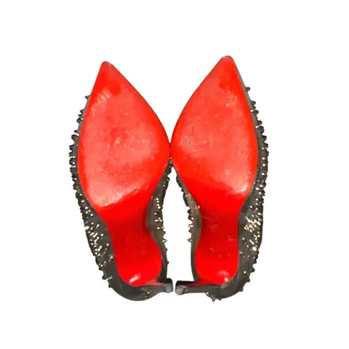 Christian Louboutin  Escarpic Gold Spiked Pumps Heels Red Bottoms 37.5 - Image 4