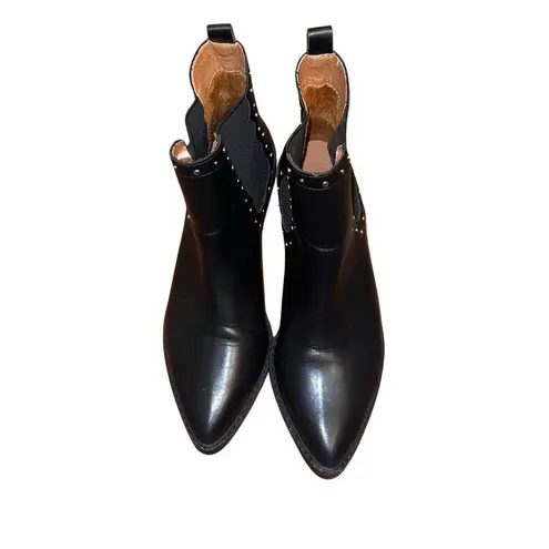 New Mi.iM Studded Black Leather Ankle Pointed Toe Chelsea Boots Booties Women 7 Black