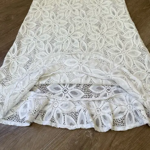 J Valdi White Floral Lace Swim Coverup Ruffle Hem Sleeveless Dress Y2K ~ Size M Size M