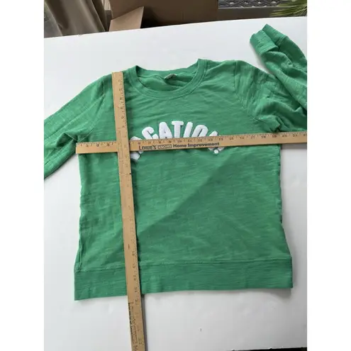 J.Crew Green “Vacation” Graphic Sweatshirt Green Sz Small Long Sleeve Cotton