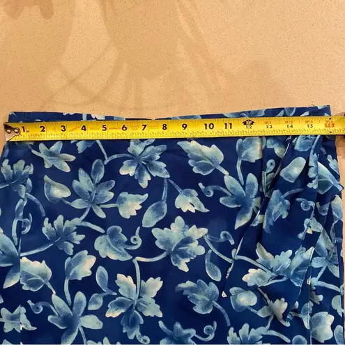 Hillard & Hanson blue floral wrap skirt size large