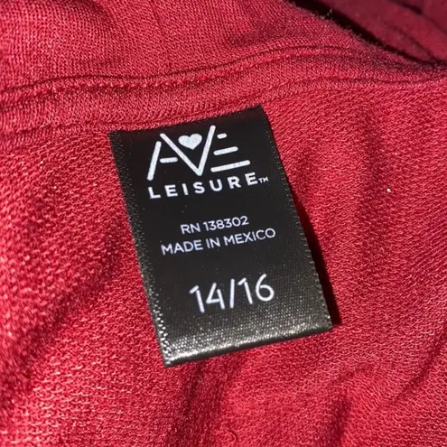 Avenue Leisure hooded knit top sweater ruched side tunic Longsleeve 14/16 red