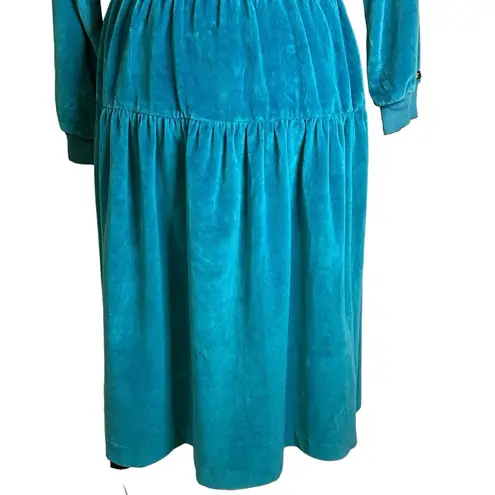 Liz Claiborne Velour Dress Rodeo Western Cowgirl Equestrian Vintage Size 12 Green