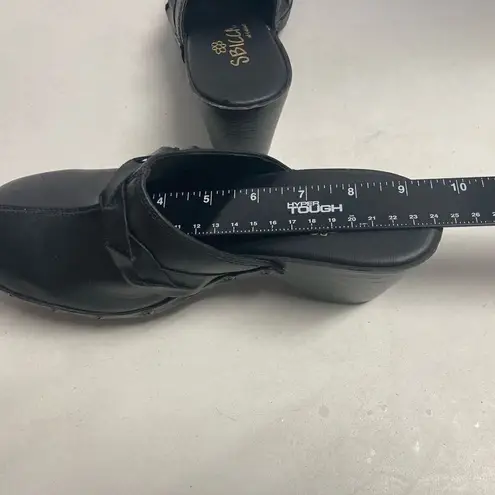 sbicca SIBICCA Of California Women’s Wooden Heel Studded Braided Black Clogs Size 8
