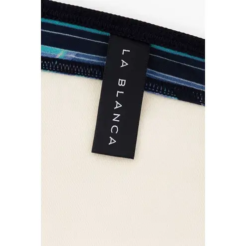 La Blanca Blue Black Halter Bikini Top Sz 6 | Geometric Print Swimwear