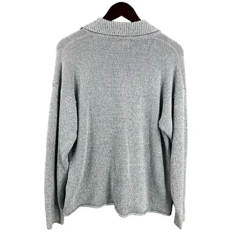 Flax Cardigan Sweater Gray Button Front Relaxed Neutral Lightweight Pocket S/M