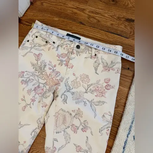 LRL Lauren Jeans Co. Ralph Lauren Multicolor Floral Modern Straight Ankle Size 8 Pink