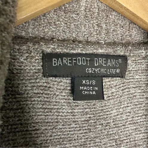 Barefoot Dreams CozyChic Lite Waterfall Front Cardigan Sweater Taupe Brown XS/S