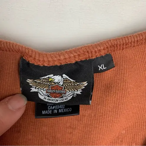 Harley Davidson women's XL graphic tank brown angel wings gemstone tan biker mot