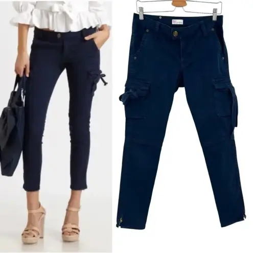 RED Valentino Navy Blue Cargo Pants Ankle Skinny Bow Detail Size Size 6