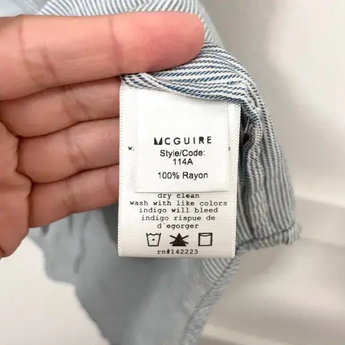 McGuire Denim Vertical Stripe Blue Tie Front Tank Size S