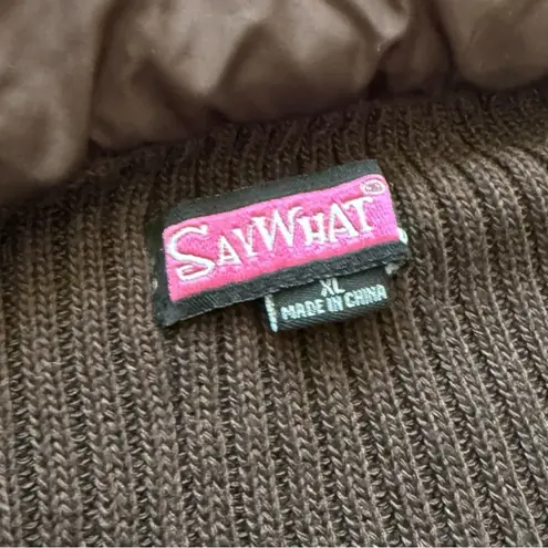 Say What? Vintage Y2K Say What? Chocolate Brown Hooded Button Puffer Jacket Size XL