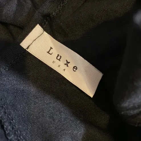 Luxe Black Asymmetrical Hem Lightweight Dressy Long Tank Top Women Sz L