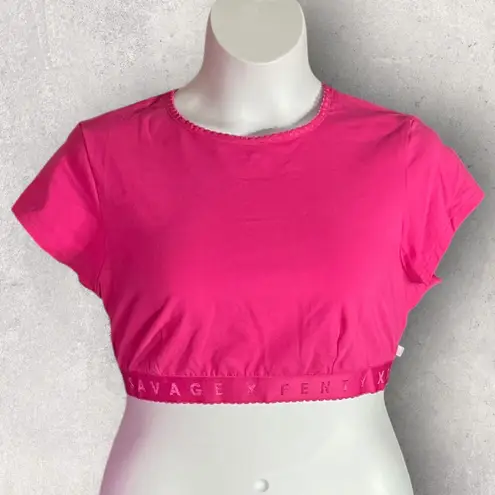 Curvy and Plus! Fenty size 3X pink logo cropped T