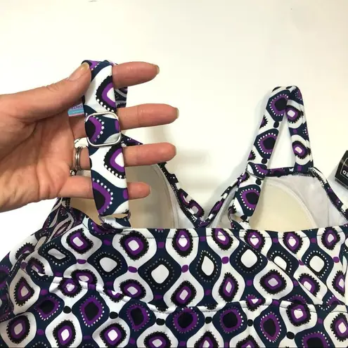 Swim Solution tiered one piece swimsuit Sz 10 Purple