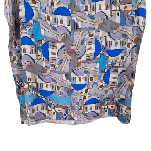 Cabeli Greek Architecture Silky Split Sleeve Blouse Vacation Top Made in Greece Gray Size undefined