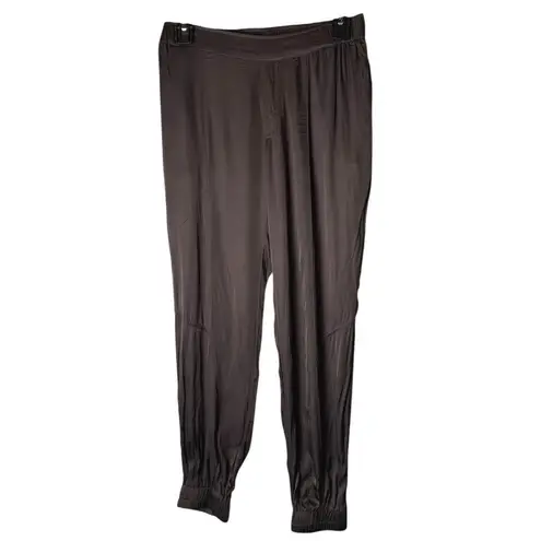 Young Fabulous and Broke  Pants Women Small Brown Jensen Satin Joggers Athleisure