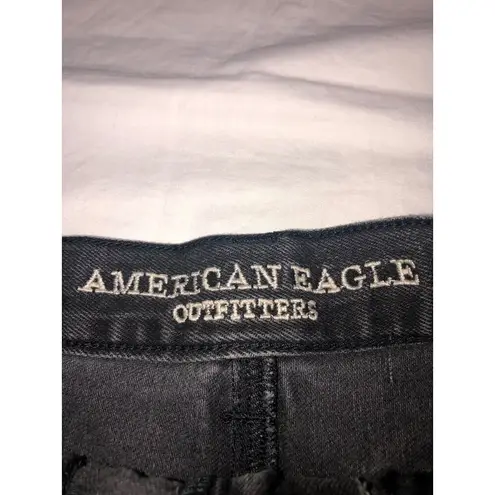 American Eagle Mom Short Size 00 Distressed Black Boho Grunge Festival High Rise
