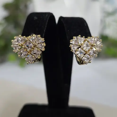 Boutique Gold Filled Huggie Hoop Earring CZ Heart Shape