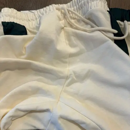 ZARA  sweatpants. White with green accent stripe.
