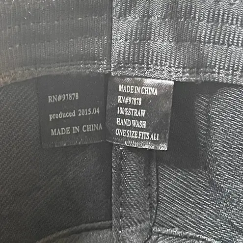 UNBRANDED Straw Lace Trim Tan White Fedora Hat OSFA