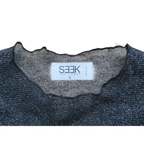 SEEK the Label  Sheer Shimmer Sparkly Crop Top Small Black NYE Festival Glam - Image 4