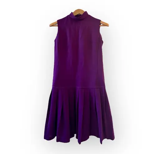Vintage Parade Sleeveless Purple Mock Neck Shift Dress, Dropped Waist sz. M Size M
