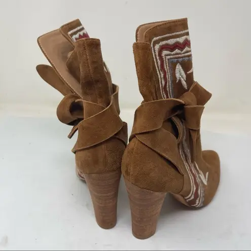 Ulla Johnson tan Embroidered Suede Aggie Booties Runway Fall 2016 size 36