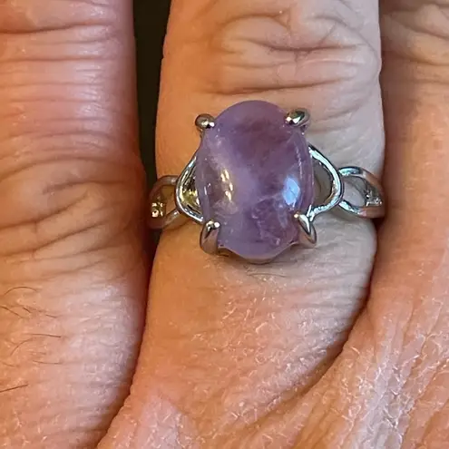 Exquisite purple amethyst S925 silver ring size 8.75