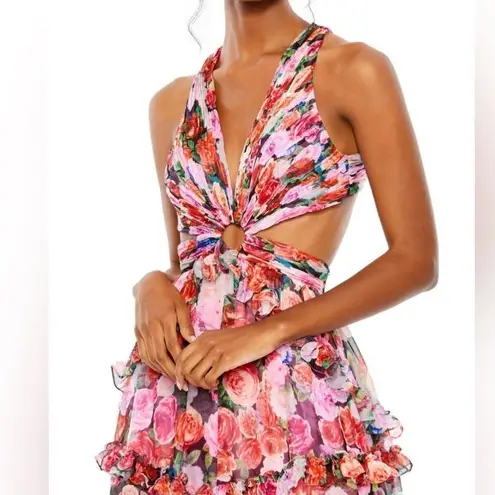 Mac Duggal 68076 Ruffle Floral Cut Out Dress