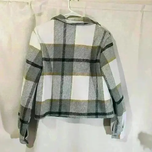 Women Fleece Cropped Jacket Flannel Plaid Jacket