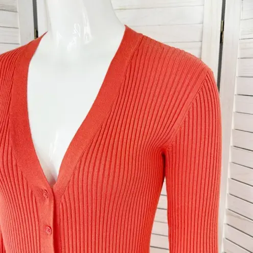 Dress Forum Ribbed Knit Cardigan Duster Sweater Dress Orange Small