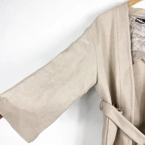 ZARA  Beige Minimalist Manteco Wool Cardigan Coat FW24 Size Medium REF 8329/762