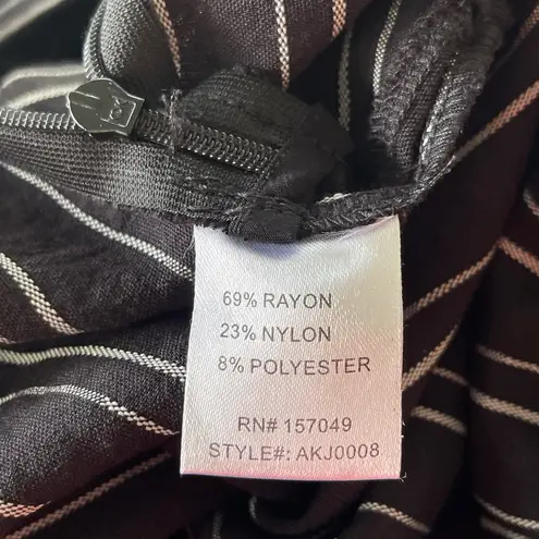 TALULAH black white striped high waisted wide leg suspender pants. Sz. L.