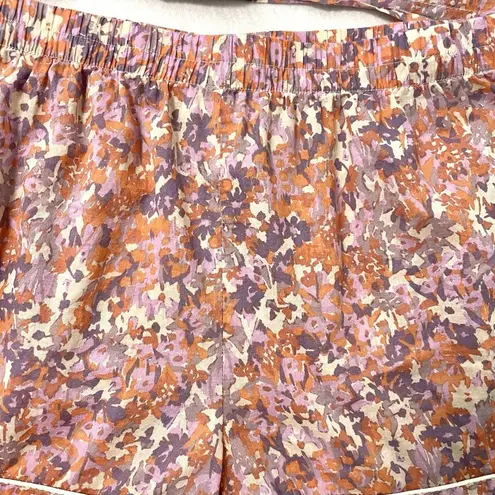 Papinelle Colorful Floral Pajama Set Short Sleeve Shorts Boxy Pink size Medium