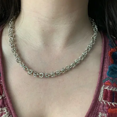 8mm Byzantine Chain Link Sterling Silver Necklace 18” Toggle Closure - Image 9