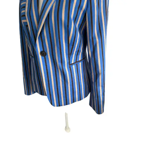 Akris Punto Blue Pinstriped Blazer Jacket Size US 8